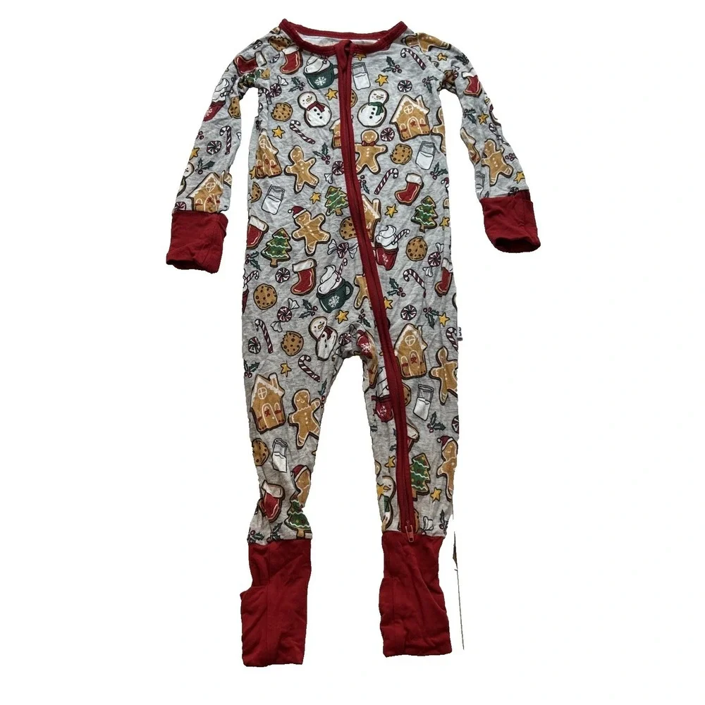 Little Sleepies Baby Toddler 12-18M Christmas Gingerbread Footie Pajamas Bamboo